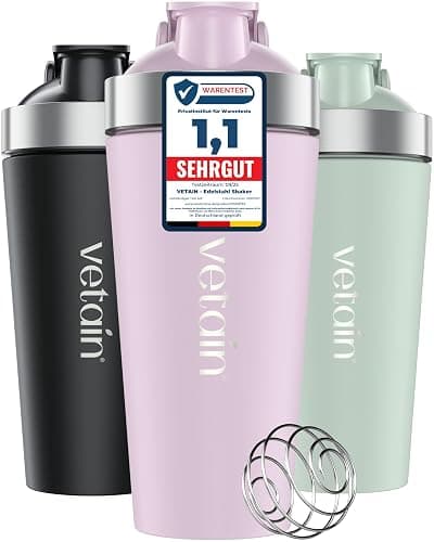 VETAIN Edelstahl Shaker 700ml - 100% Auslaufsicher - Premium Protein Shaker mit Mixball - Außen gravierte Messskala - Frei von BPA & DEHP - spülmaschinenfest, robust & langlebig - Rosa - Image 1