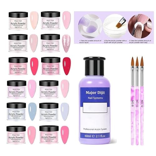 Acrylic Nail Kit with Drill Set for Beginners with Everything 12 Color Acrylic Powder Nail Decoration Tools Home Salon thumbnail 2