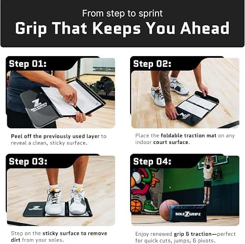 Portable Basketball & Volleyball Sticky Mat by Sola Athletics– Foldable, Reusable, Non-Slip Traction Board for Court Shoe Grip – Perfect for Hardwood Floors –60 Sticky Sheets thumbnail 5
