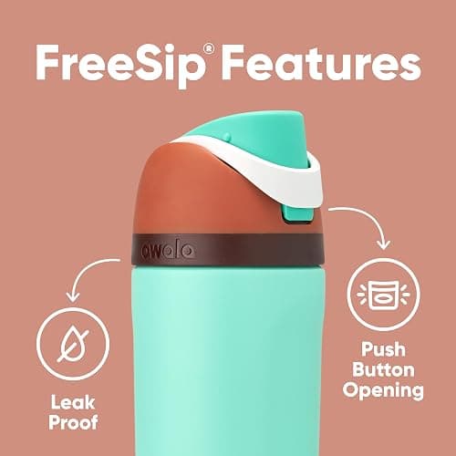Owala Kids FreeSip Insulated Stainless Steel Water Bottle with Straw for Sports, Travel, and School BPA-Free Sports Water Bottle, 16 oz, Mint Chocolate thumbnail 3