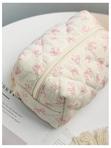 Floerns Women's Y2k Bow Cute Makeup Bag Zipper Closure Portable Cosmetic Toiletry Bags Pink Bow One Size thumbnail 6
