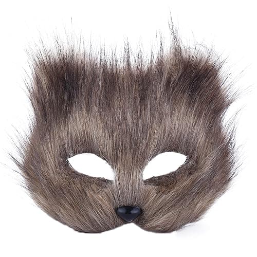 Valpeak Therian Mask and Tail Set for Girls Halloween Cat Mask Tail Cosplay Fox Mask Wolf Tail Over 1 Years Old thumbnail 9