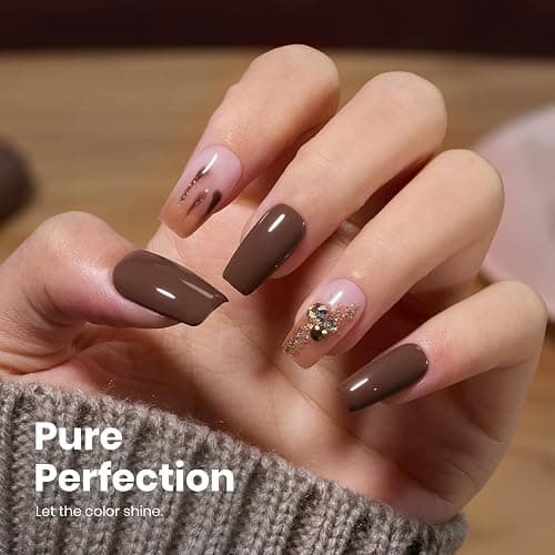 Beetles Dark Brown Gel Polish, 1 PC 15ML Full Size Hema Free Mocha Coffee Brown Color Polish Nail Gel Colorful Bottle Coffee o'Clock Soak Off UV Nail Art Manicure Gift for Women thumbnail 4