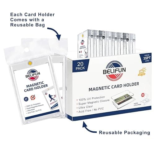 20-Pack One Touch Magnetic Card-Holders - 35PT Trading Card Holders, UV Protection Clear Acrylic Card Cases, Card Protector for Game, Baseball Sports Cards, Fit for Standard Cards Storage and Display thumbnail 5