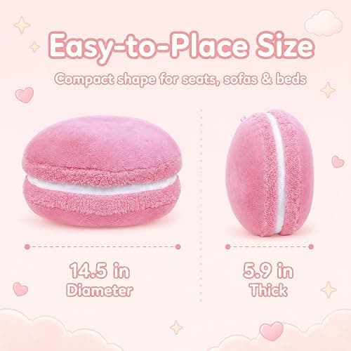 ChezMax Macaron Pillow Plush Back Bolster Cushion Microbead Throw Pillow Case Round Seat Cushion Home Decor Pillow for Sofa Bedroom Office Dormitory Car 14.5" Pink thumbnail 3