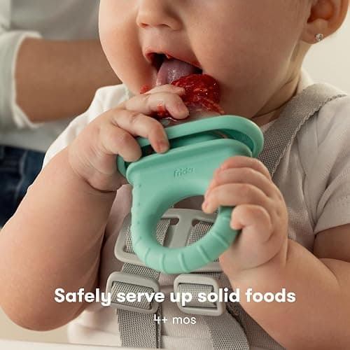 Frida Baby Push Pop Silicone Feeder, Baby Fruit Food Feeder to Safely Introduce New Foods, Fresh + Frozen, Breastmilk Popsicles, BPA Free, Dishwasher Safe | 3 Count, Teal thumbnail 2