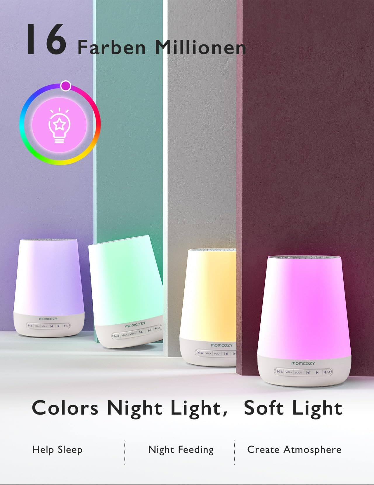 Baby Sound Machine, Momcozy White Noise Machine for Baby Sleeping with Night Light, Toddler Sleep Trainer 34 Soothing Sleep Sounds, Timer, App Remote Control, Personal Sleep Routine Alarm Clock(Blue) thumbnail 6