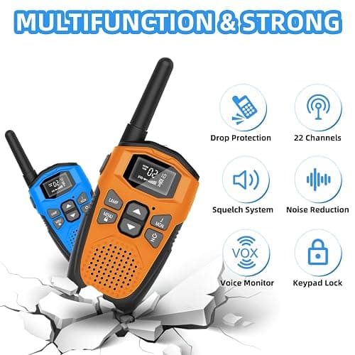 Walkie Talkies Long Range for Kids Adults 3 Pack, DURLK Rechargeable Walky Talky 2 Way Radios 22 Channels with 1200mAh Li-ion Battery,LED Flashlight,Type-C Cable for Outdoor Camping Hiking Trip thumbnail 3