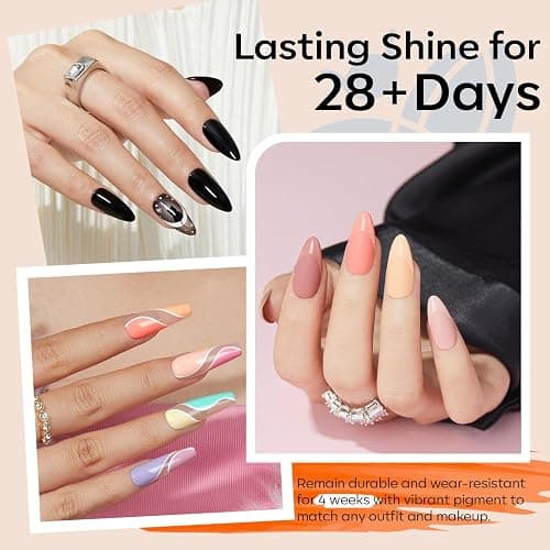 modelones 32 PCS Gel Nail Polish Set, 28 Colors Gel Polish with No Wipe Base Coat, Glitter & Glossy & Matte Top Coat Black Brown Red Purple Soak Off LED Nail Art Kit Salon at Home thumbnail 3