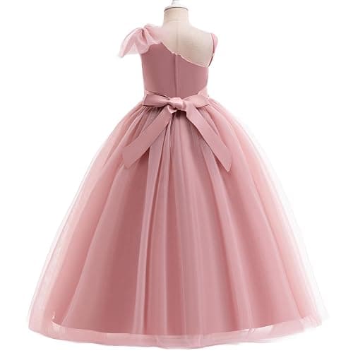 GetWish Tulle Flower Girls Dress One Shoulder Formal Princess Wedding Pageant Birthday Party Holiday Ball Gown Dresses thumbnail 4