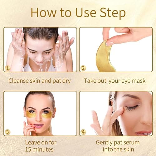 Under Eye Patches, 40 Pairs Eye Mask for Dark Circles, Puffy Eyes, Undereye Bags,Wrinkles,Eye Mask Patches with 24K Gold, Hyaluronic Acid,Rose & Aloe Vera, Eye Treatment Skin Care for Men & Women Gift thumbnail 7