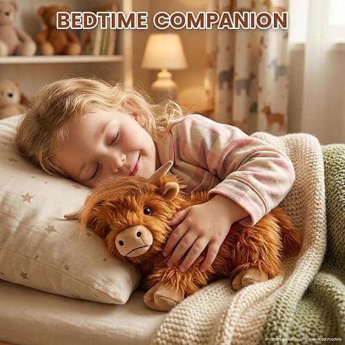 Heatable Weighted Highland Cow Stuffed Animal for Kid Women, Lavender Plush | Microwavable Stuffed Animals Heating Pad for Cramps, Stress Relief, Bedtime Companion, Hyland Cow Gifts Plush Toy thumbnail 6