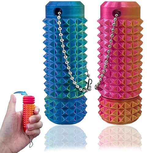 2Pcs Upgrade Little Pain Ouchies Pain Stim Fidget, 3D Printed Fidget Toys Anxiety Relief Items, Rotatable Grippie Stim Keychain, Stim Toys for Autistic Adults, Hard Spiky Sensory Toys, Easter Gifts - Image 1