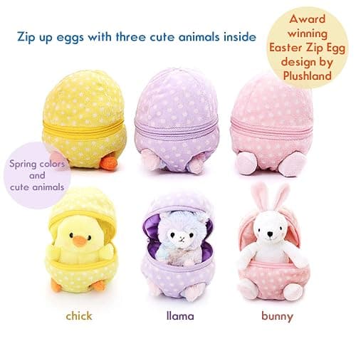 Plushland Plush Stuffed Animal 6 Inches Zip Up Egg Hideaway Cute Yellow Pastel and Polka Dot Easter Colors Spring Inspired Gift for Girls and Boys Birthday Mother's Day (Easter Chick) thumbnail 6