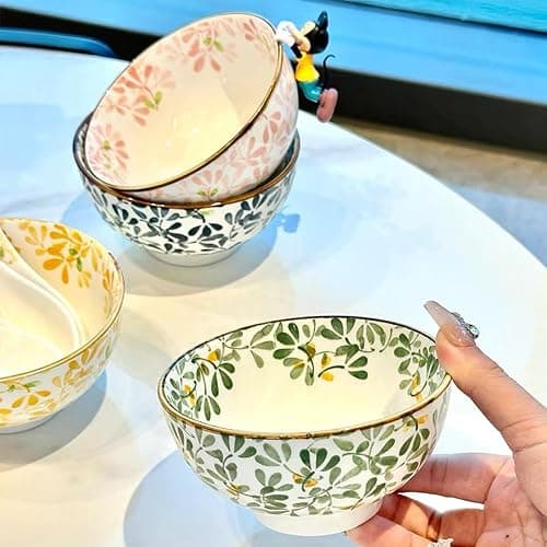 TuYines Müslischalen, Keramik-Dessertschalen, 12 cm, kleine Schüsseln für Eis, Reis, Suppe, Dessert, mikrowellen- und spülmaschinenfest, 4 Stück thumbnail 8
