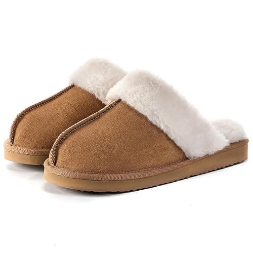 OOW Fuzzy Slippers for Women Cozy Faux Fur House Shoes Winter Warm Memory Foam Slippers for Indoor and Outdoor - Image 1