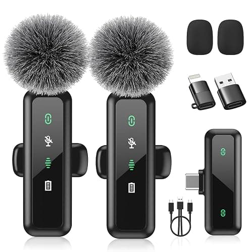 Wireless Lavalier Microphone for iPhone 15/16-2 Pack USB-C Mini Mic for iPhone, Android, iPad with Noise Cancelling & LED Display, Crystal Clear Recording for TikTok, YouTube, Podcast, Vlogging - Image 1