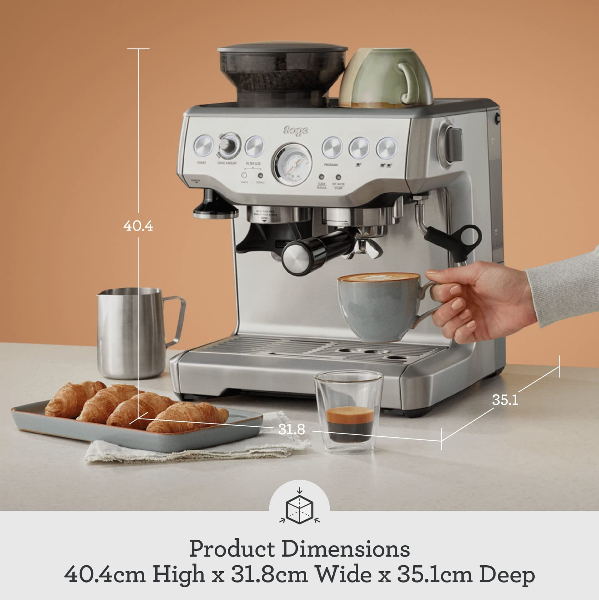 Breville Barista Express Espresso Machine, Brushed Stainless Steel BES870BSS thumbnail 7
