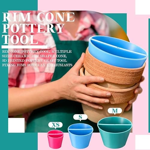LOYIM 3 Pcs Rim Cone Pottery Trimming Tools, Pottery Rim Shaper, 3D Printed Ceramic Craft Fixing Tool Supplies for Clay Enthusiasts, Multiple Sizes (Xs, S, M) thumbnail 2