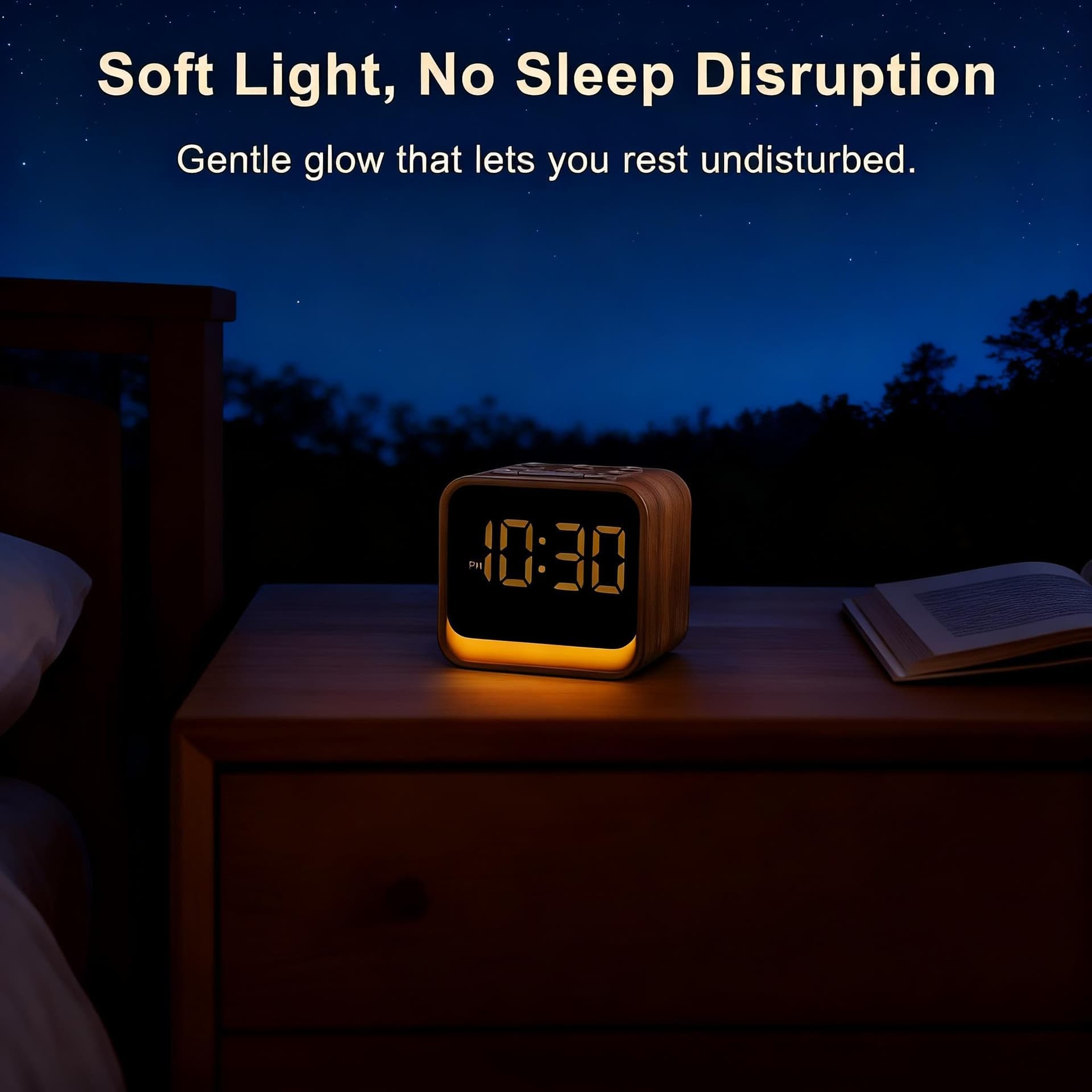 Acedeck Sound Machine Alarm Clock: Wooden Design Natural White Noise - Gentle Wake-Up with 8 Sounds - Nightlight for Phone-Free Sleep Routine thumbnail 6