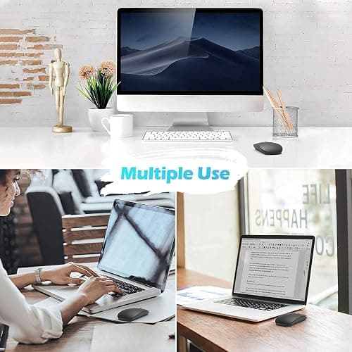 QYFP Souris Bluetooth rechargeable sans fil compatible avec MacBook Pro/Air/Android/iOS tablette/ordinateur portable/PC/Mac/ordinateur, noir thumbnail 7