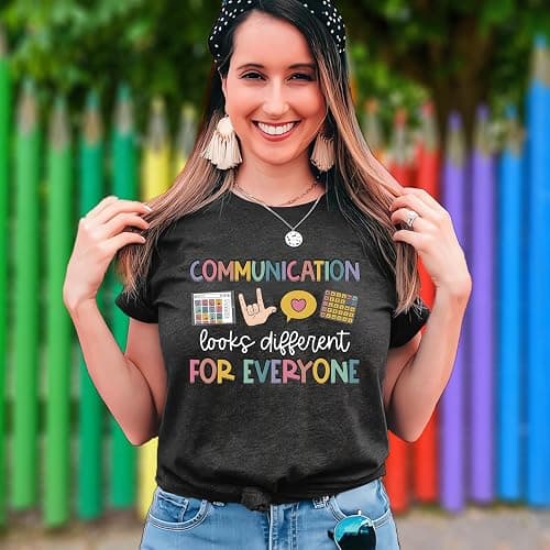 Teacher Shirts for Women Autism Speech Therapy T-Shirt Special Education Mental Health Teacher T-Shirt SLP Graphic Tee Top thumbnail 2