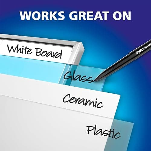 EXPO Wet Erase Markers, Semi-Permanent, Black, Ultra Fine Tip, 12 Count - For Writing on Glass, Whiteboards, Mirrors, Calendar, Labeling, Organizing thumbnail 7