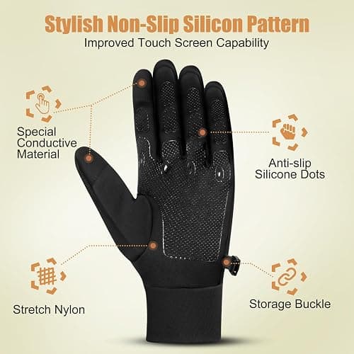 ihuan Winter Warm Running Gloves Women Men, Super Sensitive Touch Screen Fingers for Cold Weather, Thin Lightweight Liner Gloves for Ski, Snow, Hiking, Driving, Camping, Cycling Gift for Women Men thumbnail 3