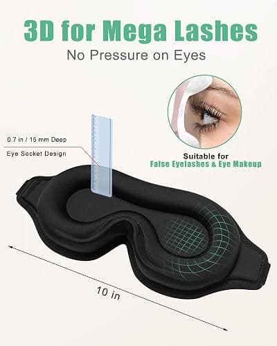 BeeVines 2 Pack 3D Contoured Sleep Mask Sleeping Eye Masks for Lash Extensions, Night Molded Mask with Adjustable Strap, 100% Block Light Eye Shade Cover for Traveling Yoga Nap thumbnail 2