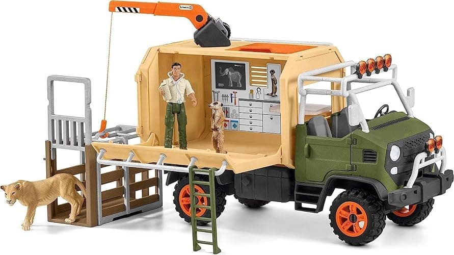 Schleich Wild Life - 45 PC Animal Rescue Toy Truck Playset - With Ranger Tom Action Figure, Lion and Meerkat Figures - Screen-Free Safari Adventure Play Set - Wild Animal Toys for Kids Ages 3+ | 42475 thumbnail 3