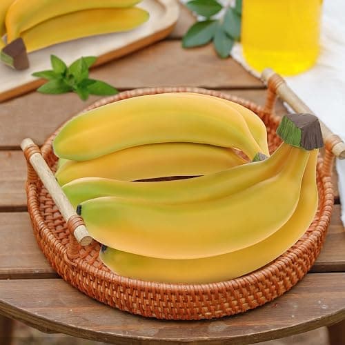 Woration Realistic Lifelike Artificial Banana Bunch Simulation Fruit Decorative Fake Food Model Display Photography Props Kitchen Wedding Home Party Decor - 3 Heads thumbnail 7