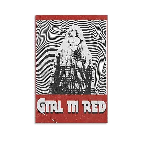 hoxaooi Girl In Red Poster Jahrgang Poster Für Zimmer, Ästhetische Leinwand-Wandkunst, Schlafzimmer-Dekor Poster 12x18inch(30x45cm) - Image 1