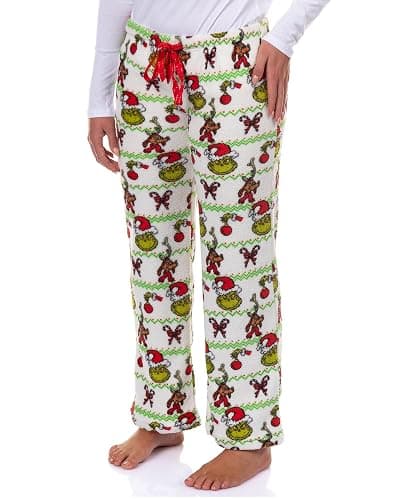 Dr. Seuss The Grinch Pajama Pants Women's Ugly Sweater Candy Canes Ornaments Lounge PJ Bottoms - Image 1