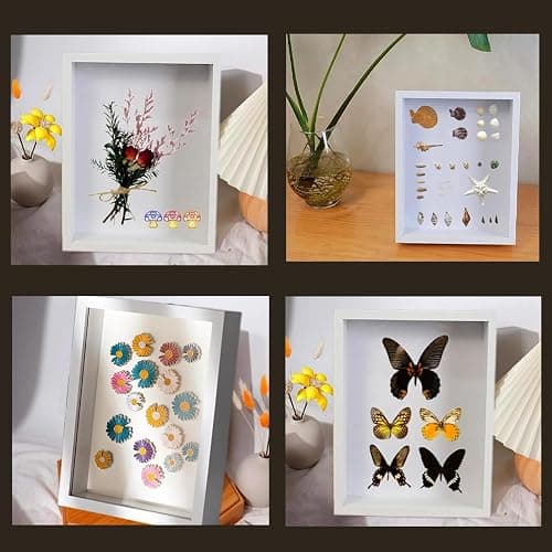 Intcwkan Cadre Photo Profond 20x29 cm, Cadre 3D A4 avec Plexiglas Premium pour Objet, Photos, DIY Artistique, Médailles, Fleurs Séchées - Décoration Murale ou de Table (Blanc) thumbnail 7