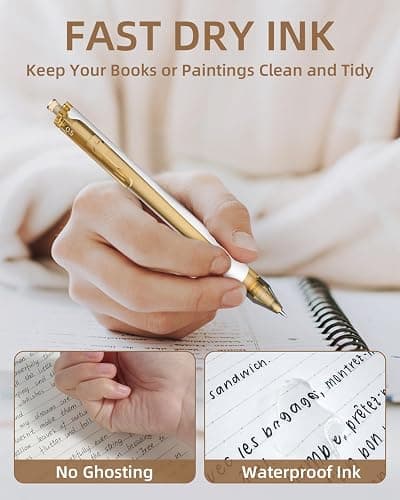 Nicpro 13PCS Pastel Gel Ink Pen Set with Case, Cute Retractable 0.5mm Fine Point Pen, 12 Black Ink Pen with 1 Highlighter, Aesthetic Drawing Pen for Student Note Taking,Writing,Office Supplies (Brown) thumbnail 4