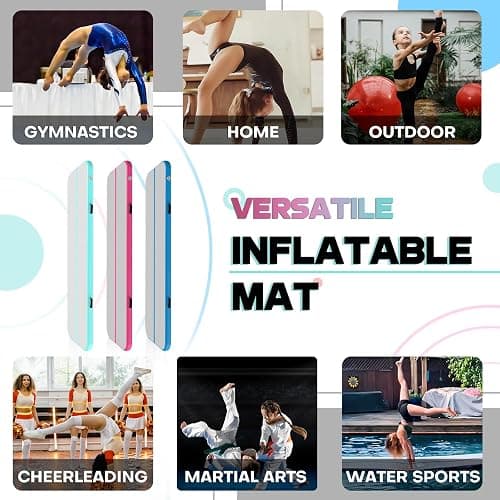 CHAMPIONPLUS Inflatable Air Tumbling Mat Gymnastics Tumble track 4/8 inches Thickness Air Mats for Home Use/Training/Cheerleading/Water Yoga 10ft 13ft 16ft 20ft with Electric Air Pump thumbnail 6