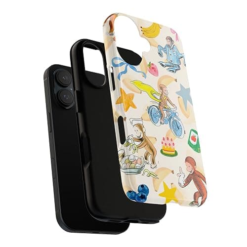 Cute Monkey & Banana Curious George Phone Case Compatible with iPhone 16, Protective Hybrid 2-Layer Hard Shell, Cute Curious Monkey Collection Playful George thumbnail 3