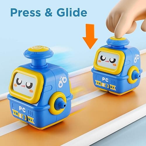 iPlay, iLearn Press to Go Robot Car Toys for Toddlers 1-3, Baby Push Go Friction Race Cars for 12 18 24 Month, 4pcs Infant Play Bot Vehicle Set, 1st Birthday Gifts for 1 2 3 Year Old Boys Girls Child thumbnail 4