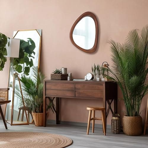 MAGFLERUM Irregular Wall Mirror, 15 * 10 inch Asymmetrical Wood Mirrors, Small Wall Mirror, Hanging Vertically and Horizontally. Mirrors for Wall Decor (Black Walnut) thumbnail 2