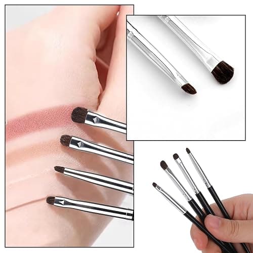 4Pcs Eye Makeup Brush Sets Mini Smudge Brush for Eyeliner Eyeshadow Brushes Eyeliner Brushes for Powder Gel Cream Liquid Concealer brush Eyeliner Blending Corner Highlighter Soft Natural Pony Hair (4) thumbnail 5