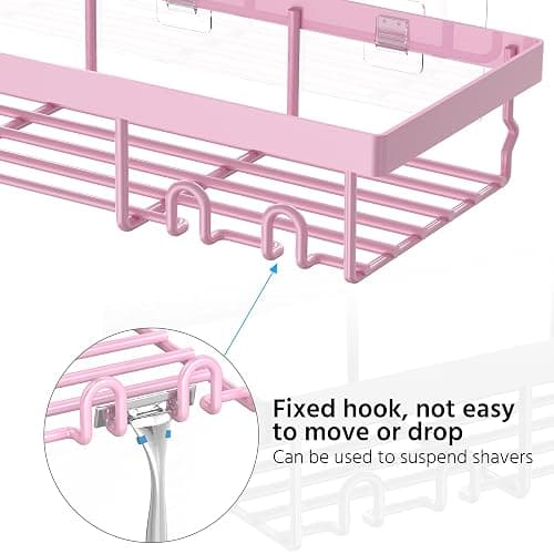 DIFULI Shower Caddy Shelf Organiser 2 Pack, No Drill Pink Shower Shelves,Self Adhesive Bathroom Caddy, Shower Storage Accessories thumbnail 4