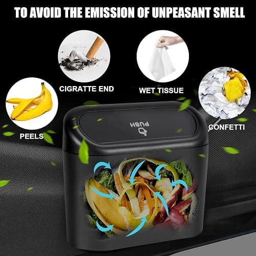 EnthuLove 2 Packs Mini Car Trash Can Bin with Lid and 150pcs Trash Bags,Car Trash Can Bin,Car Garbage Trash Can Storage for Front Back Seat Accessories (2)… (1) thumbnail 3