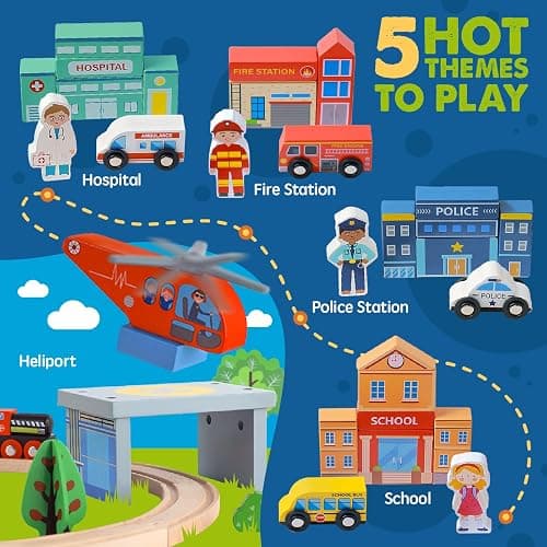 Tiny Land 110PCS Wooden Train Set – Toy Train with Tracks for Kids Ages 3-7, Compatible with Major Brands, Ideal Railway Playset for Boys and Girls, Great Birthday thumbnail 6