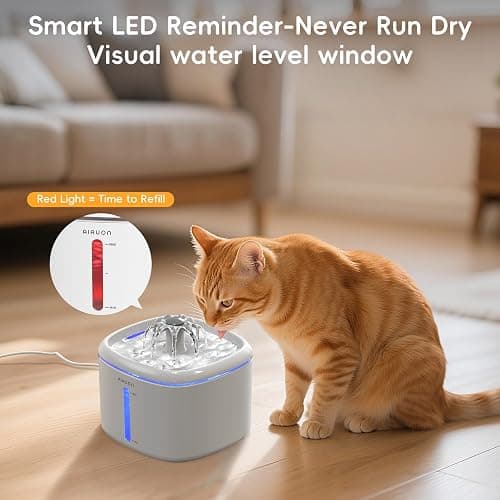 Cat Water Fountain,2.5L/84oz Pet Water Fountain for Cats Inside, Cat Fountain for Drinking with Ultra Quiet Pump(≤20dB)& LED Blue Light - for Pets Small Animals (Cat Fountain+3 Filters) thumbnail 4