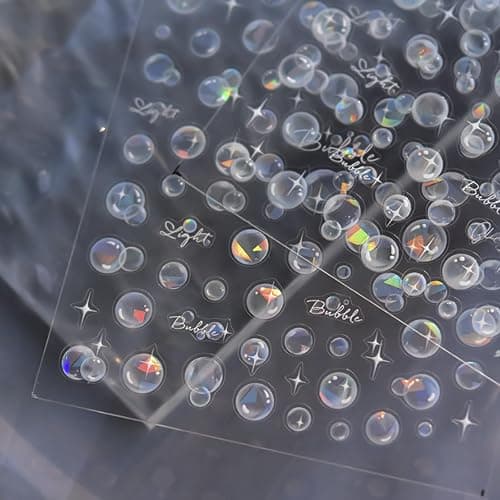 Shell Light Bubble Nail Art Stickers Cute 3D Aurora Bubbles Nail Decals Dreamy Aurora Bubble Star 5D Self-Adhesive Summer Beach Design Nails Design Supplies for Women Nails Art Decorations 1 Sheet thumbnail 4