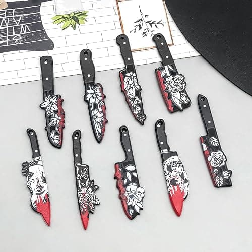 WOCRAFT 20pcs Halloween Charms for Jewelry Making - Fake Flower Knife Mini Gothic Acrylic Horror Pendant for Necklace Earring Bracelet DIY Craft Supply (SN940) thumbnail 4