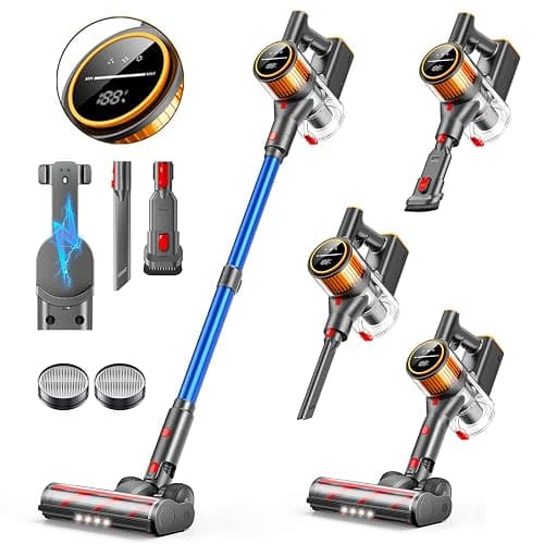 SunSare Cordless Vacuum Cleaner, 550W 45KPA 60Mins, Stick Vacuum with LED Touch Screen, Wall-mounted Charging, Self-Standing, Rechargeable Cordless Vacuum for Pet Hair/Carpet/Hard Floor, X9 - Image 1
