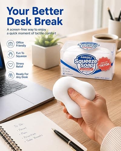 AAHUZGJ Crunchy Soap Squishy ASMR Bead Filled Realistic Handmade Bar Soap, Crunchy Soap Squishy Asmr Stress Ball, Realistic Bar Soap Shape Bead, Filled Crunchy Squishy Stress Ball(Blue) thumbnail 3