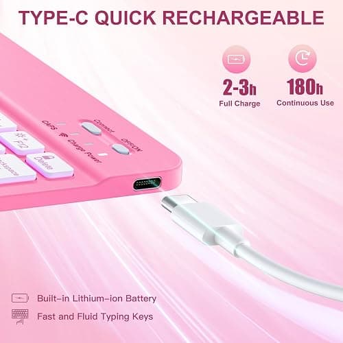 Harvopu Compatible for iPad Air 11 Inch/Air 5th 4th Generation Case with Keyboard - Folio Keyboard Cover with Pencil Holder for iPad Air 11-inch M3/M2 (2025/2024), Air 5/Air 4 (Hot Pink) - Hot Pink thumbnail 3