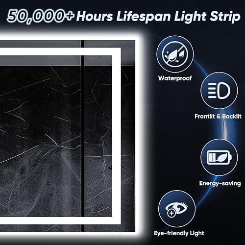 Homsion LED Bathroom Mirror, 40"x32" with Frontlit and Backlit Anti-Fog Mirror with Lights LED Vanity Mirror for Bathroom 3 Colors Temperature & Dimmable Bathroom Mirror with HD Tempered Glass thumbnail 5